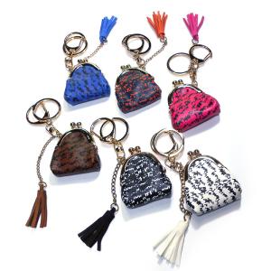 Quality CE Mini Coin Purse Keyring , Brass Plating Bag Tassel Keychain wholesale