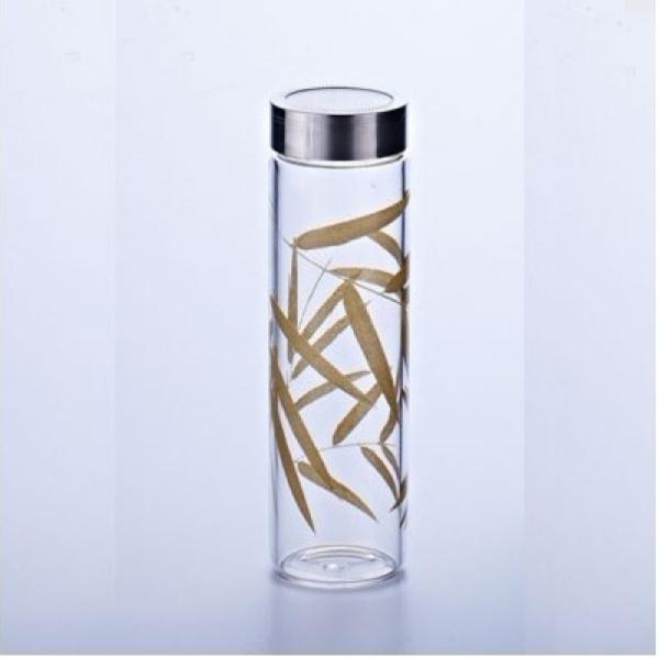 Colorful Single-wall Glass Water Bottles, 500ml high borosilicate water glass