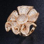 Hot Sale CZ Flower Ring CZ Gold Ring For Women Fashion Zirconia Ring Wedding