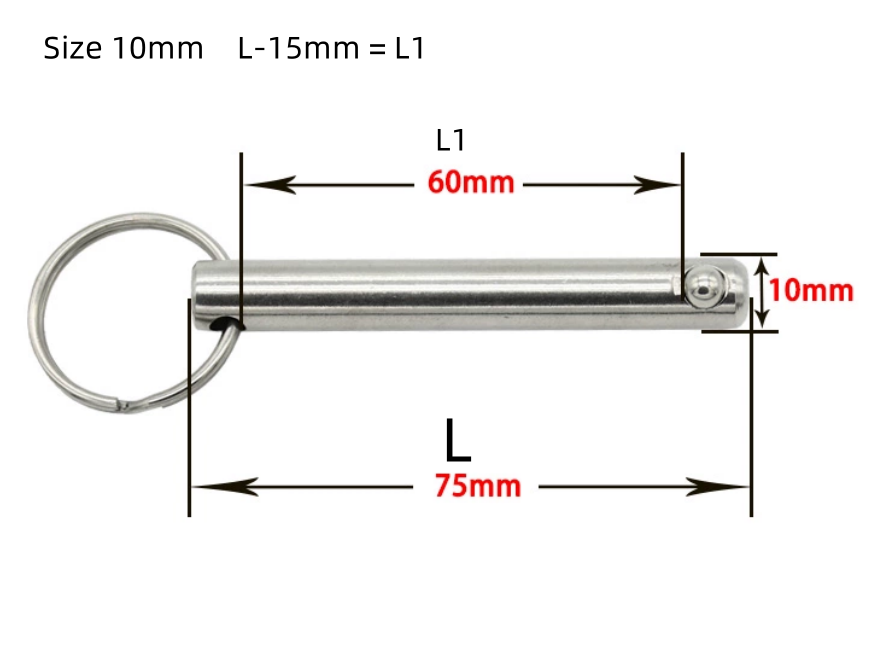 Stainless Steel Shaft Plunger Push Button Handle Spring Loaded Quick-Release Ball Lock Pin with Steam Oxide Nitride Finish