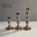 Gold Candlestick Holders Wedding Deco Centerpiece Metal Gourd 25CM 20CM