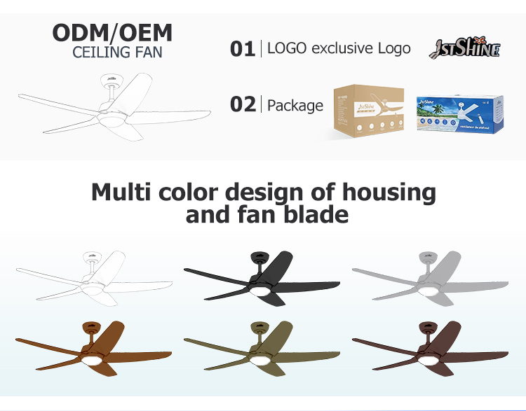 1stshine ODM OEM LED Light Ceiling Fan with REACH Certificate and Colorful ABS Blades