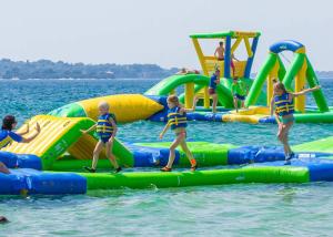 Quality 0.9 mm PVC Tarpaulin Inflatable Water Trampoline Balance Beam / Base wholesale