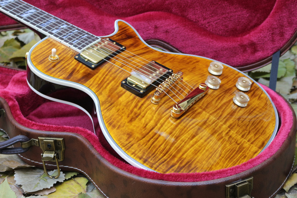2017 supreme custom LP Electric Guitar double Tiger Flame Maple top golden hardware EMS free shipping