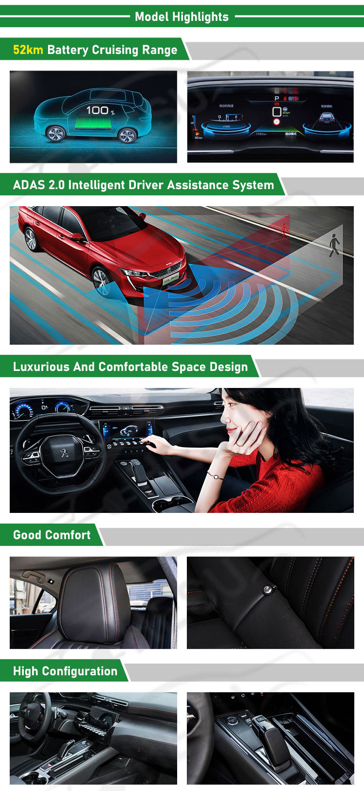 Energy 2024 Dongfeng Peugeot 508L PHEV A 4-Door 5-Seater Sedan with High Speed and Customization