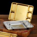 Rectangular Stainless Steel Divided Dinner Metal Plate Trays