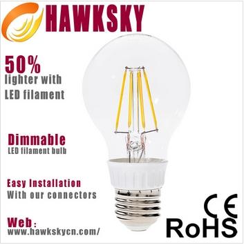 99.9% Pure Gold Wire Constant Current 6W Filament Edison Bulb Led Factory