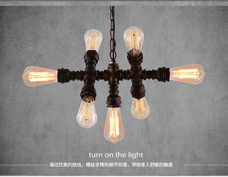 Loft Industrial Style Retro Water Pipe Chandelier Restaurant Aisle Coffee Shop Iron pendant lamp(WH-VP-222)