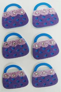Quality Screen Printed Printable Fabric Stickers With Decora Rhinestone Purple Bag Shape wholesale