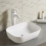 Modern Glossy White Porcelain Top Mount Bathroom Sink