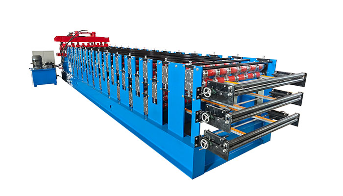 440V Corrugated Roll Forming Machine Ibr Metal Steel Glazed Tile Roofing Sheet Three Layer