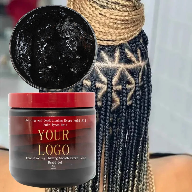 OEM Big Size Extra Hold Loc Twist Conditioning Shining Braid Gel  hair styling wax gel cream safe nonirritant gel hair control