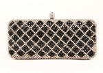 Black Diamond Rhinestone Evening Bags Plaid Pattern And Velvet Lining For Dinner