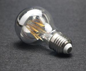 Quality decorative lighting dimmable A60 LED bulbs half chrome silvertip wholesale