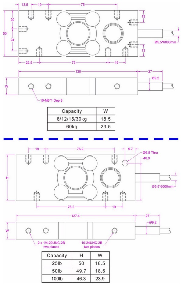 stainless steel single point load cell 25lb 50lb