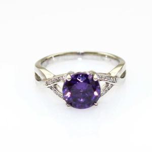 Quality Women Jewelry 925 Silver Round Created Amethyst Cubic Zircon Ring(F93) wholesale