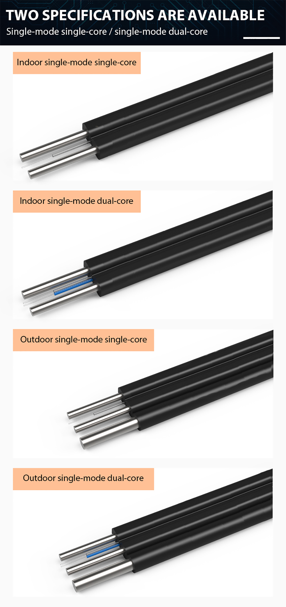 Steel Messenger Core 2 Core 4 Core G657A1 FTTH Drop Cable