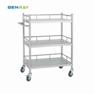 Quality 3 Layer Hospital Stainless Steel Medical Instrument Trolley wholesale