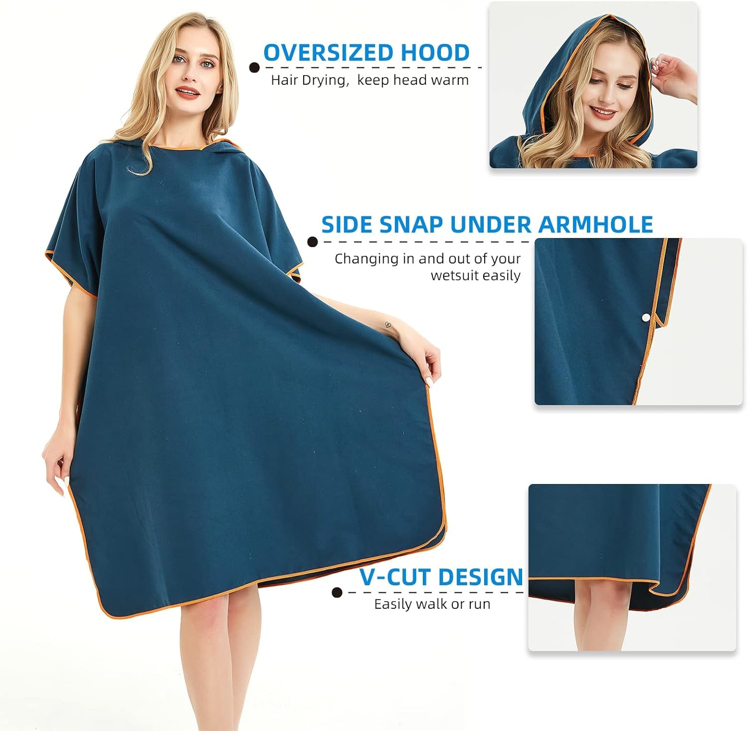 Wholesale Custom Logo Quick Dry Microfiber Surf Fast Dry Hooded Poncho Towel For Adults