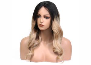 Quality Customize 100% Human Colored Hair Wigs , Wave Style Ombre Hair Color Wigs wholesale
