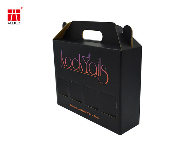 Corrugated Cocktail Set Gift Box , B3 B9 W9 4 Bottle Wine Box