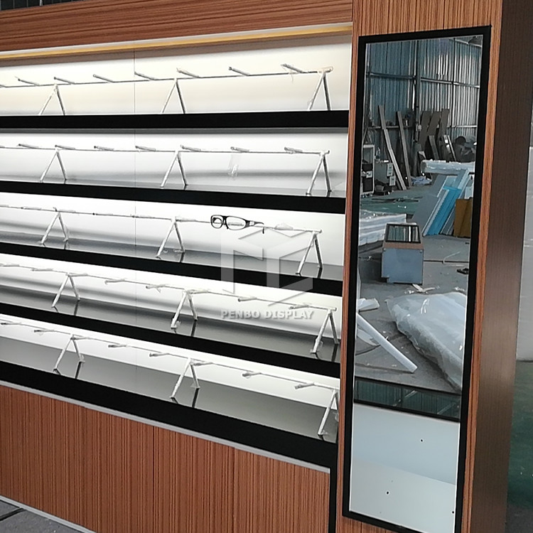 L5 LED Optical Shop Display Cabinets Cases 20mm MDF Veneer