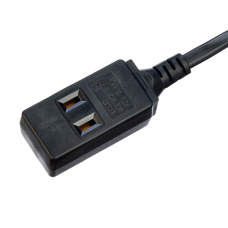 2 Flat Poles PSE Certificated Power Plug With 1Change to 2 Pole Socket for Home Appliance Extension Cord Customized Black