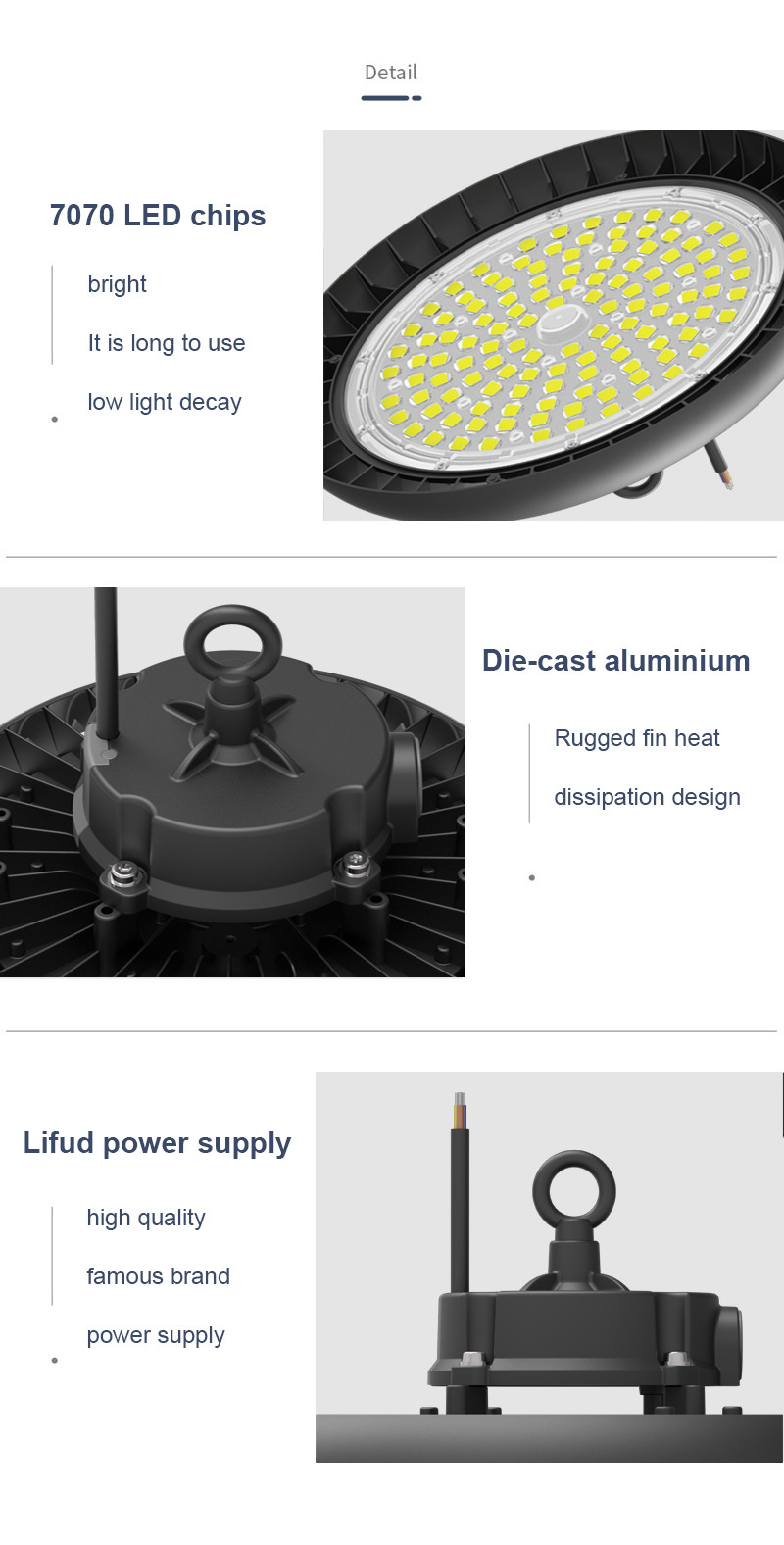 Commercial Led Warehouse Lights 100w High Bay Led Lights Die Cast Aluminum Alloy