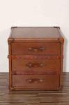 58cm Height Vintage Leather cabinet Side Table nightstand table With 3 Drawers