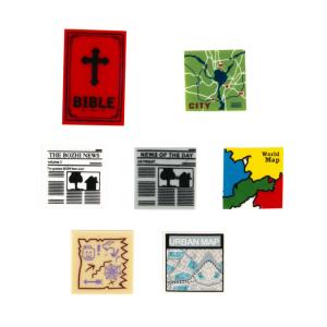 Quality House accessories bricks toys city newspaper map bible print wall scene decoration MOC building blocks wholesale