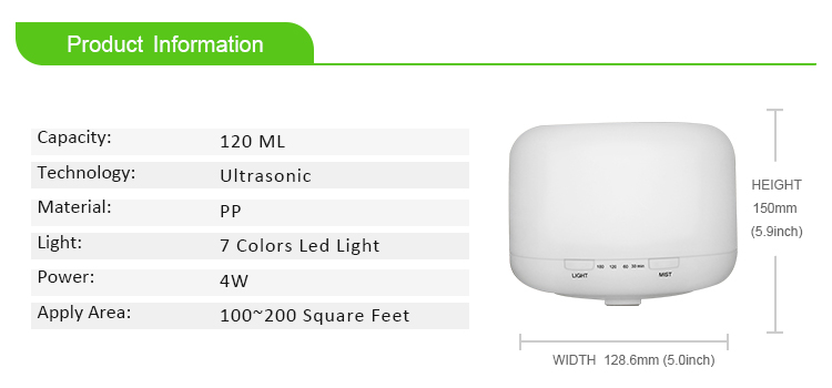 Indoor Household 5v 120ml Ultrasonic Aromatherapy Diffuser