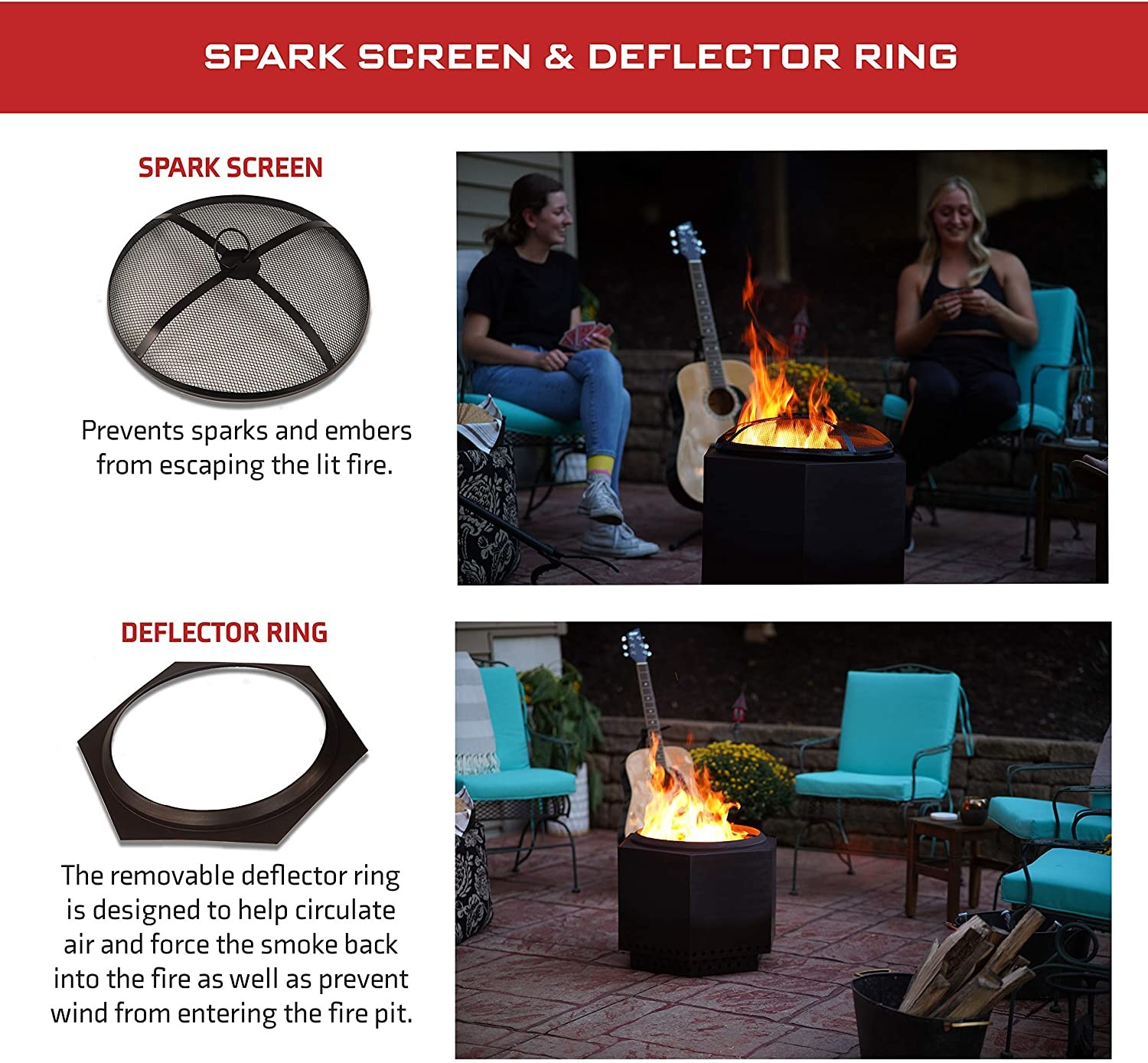 Waterproof Cover Portable Camping Smokeless Fire Pit Dragonfire 23.5 Inch