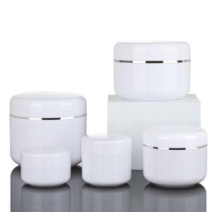 Quality PET Cream Packaging Jar Silver Line Round Shape , 2 Oz Cosmetic Containers wholesale