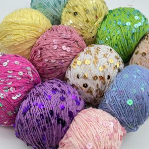 Quality 1/2.3NM 55% Cotton 45% Polyester Sequin Yarn Crochet Paillette Yarn For Bag Clothing Knitting wholesale