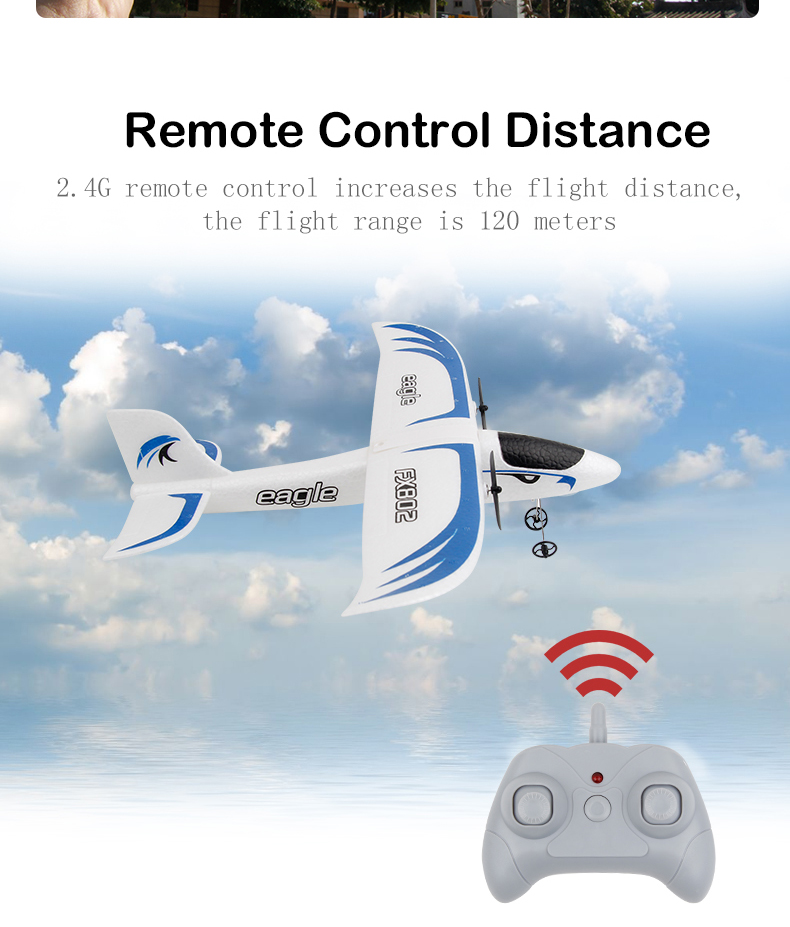 Fx802 2.4g 2ch Epp Foam Eagle Rc Airplane Rtf Fixed Wing Electric Outdoor Remote Control Plane Aircraft Rc Glider Flying Toys