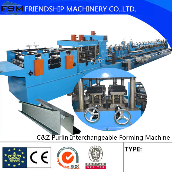 15KW Main Motor Steel C Z Purlin Roll Forming Machinery With 80-300mm