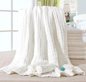Quality 8 layer medical washable gauze bath towel baby blanket 110x115cm white color wholesale