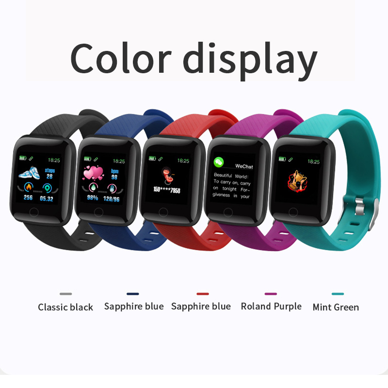 116 Plus Heart Rate Smartwatch 160mAh Blood Pressure Oxygen Sport Smartwatch Gym Workout