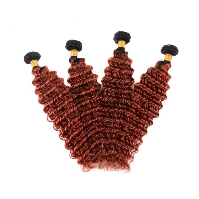 #T1B/Ginger Deep Wave Remy Human Hair Bundles Sew In Weave Bundles Brazilian Bundle Deals