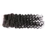 Raw Human Indian Hair Deep Wave Closure Full Density For Top Head