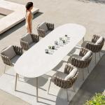 Rattan Outdoor Wicker Dining Chairs With Arms Waterproof Patio Rope Woven 200cm