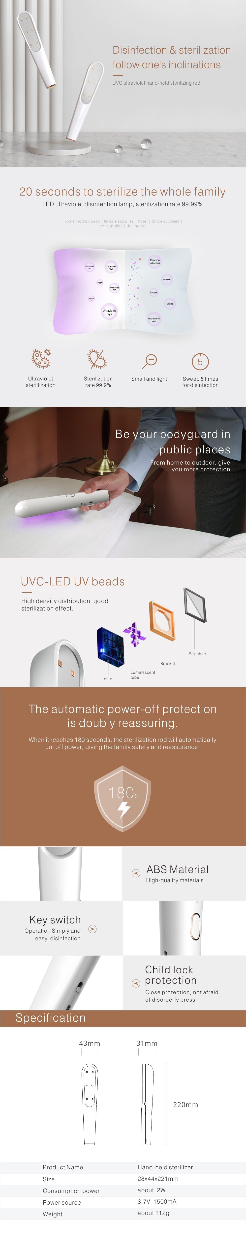 Handheld Ultraviolet Sterilizer Lamp
