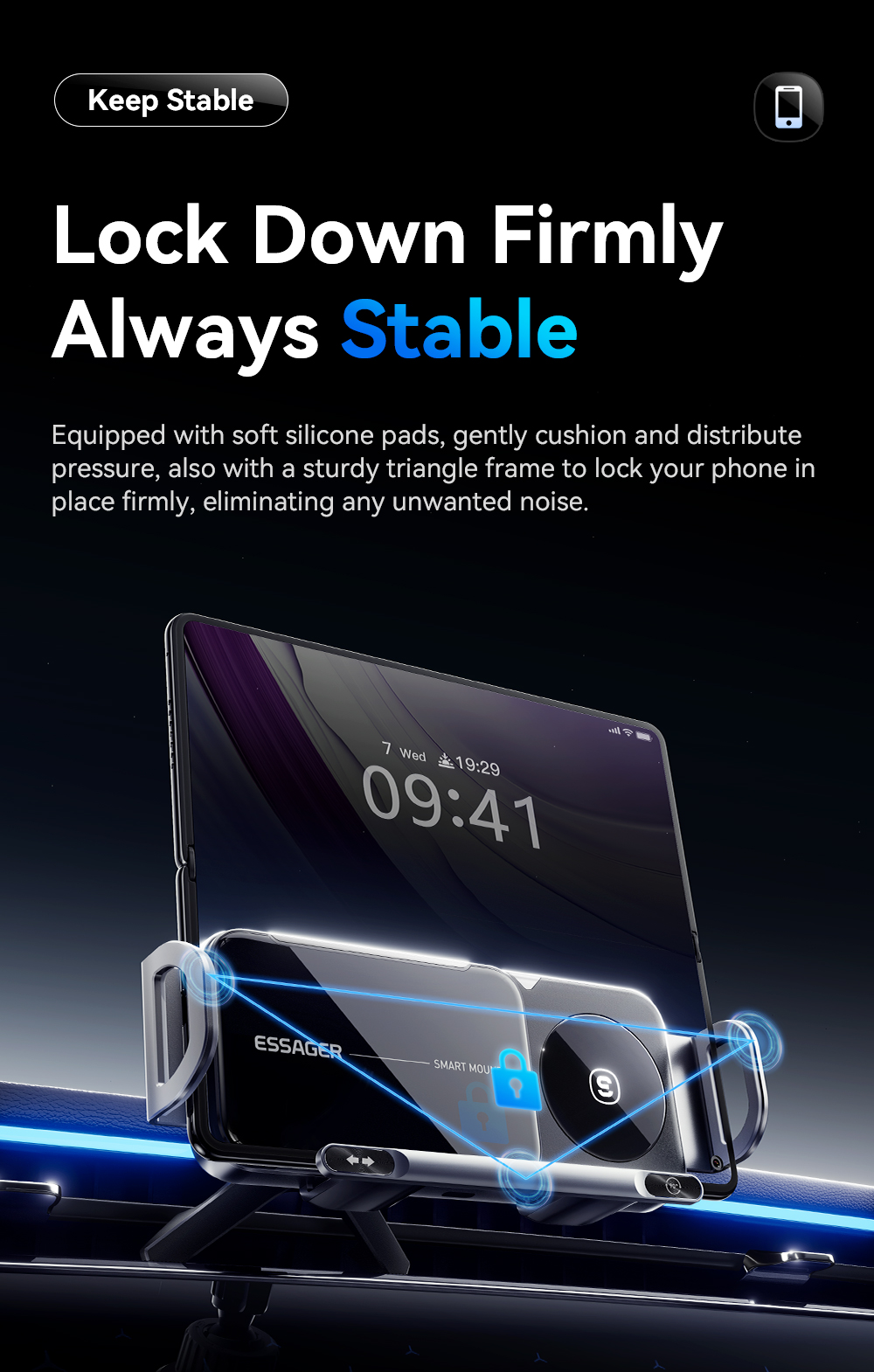 Nonslip Silicone Car Cell Phone Mount Scratch Resistant 15W