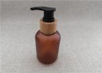 Amber Color Frosted Plastic Bottles Bamboo Pump Hot Stamping Surface