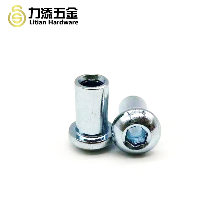 Hex socket T head cap screw black zinc plated sleeve connector fix bolt