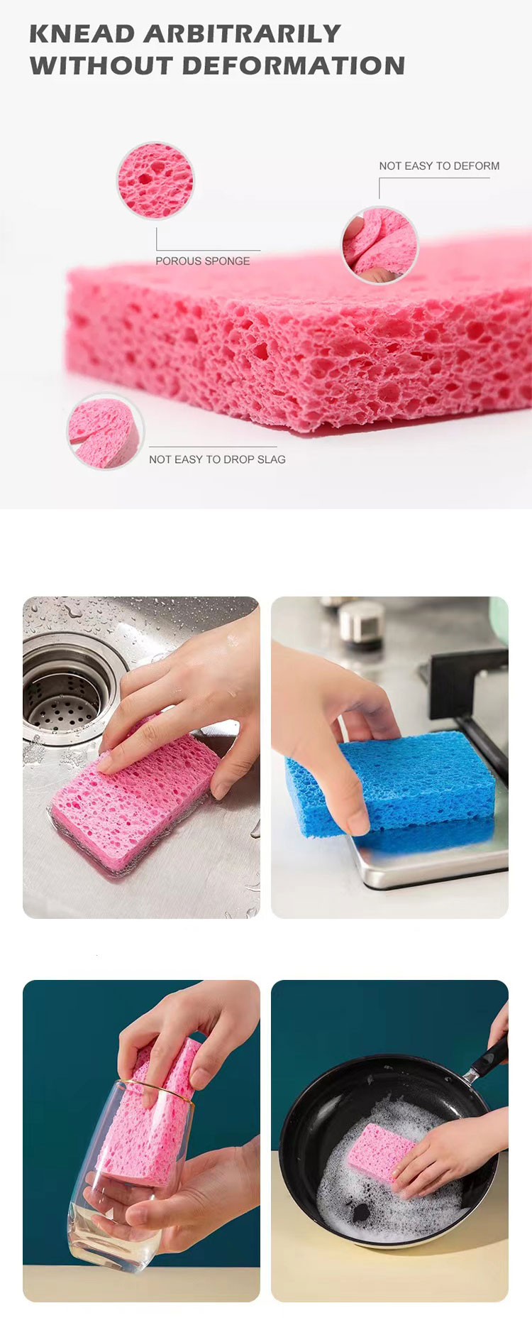 Multi Purpose Cellulose Sponge Scourer Customized Kitchen Cellulose Sponge Eco Friendly