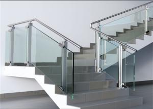Quality Modern Hotel Glass And Steel Staircase Railing With Clear / Brown / Grey Color wholesale