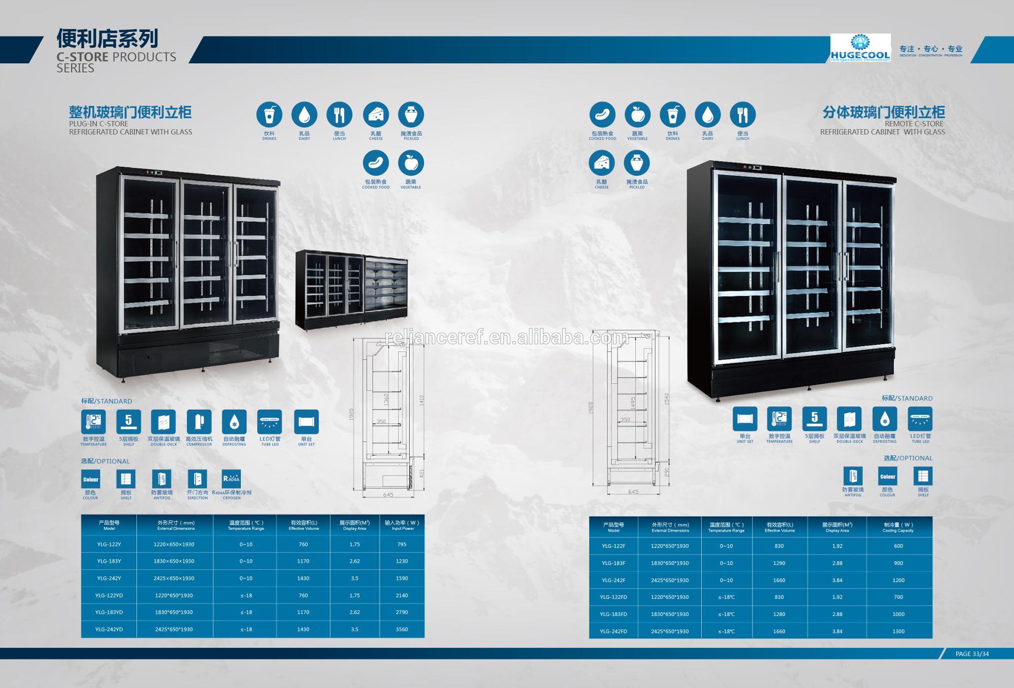 4 Door Convenience Store Fridge , Beverage Cooler Refrigerator For Supermarket
