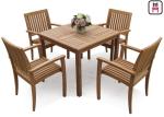 Rectangle / Round / Square Folding Table And Chairs Solid Wood Garden Furniture