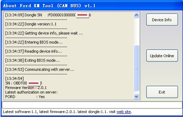 about ford km tool info